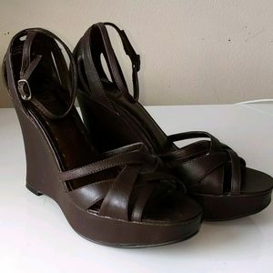 Cute brown leather wedges